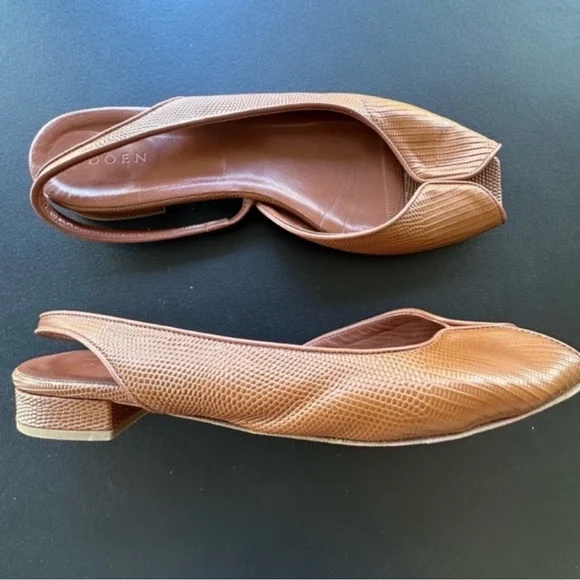 Doen Chloe Slingback in Oak Faux Lizard Leather Size 41 Euro - Picture 7 of 9